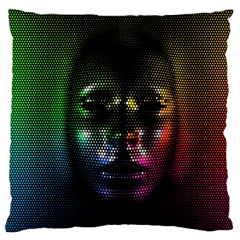 Digital Art Psychedelic Face Skull Color Large Cushion Case (two Sides) by BangZart