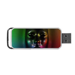 Digital Art Psychedelic Face Skull Color Portable Usb Flash (one Side) by BangZart