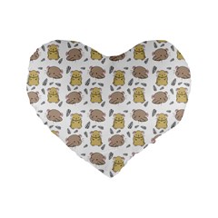 Cute Hamster Pattern Standard 16  Premium Heart Shape Cushions by BangZart