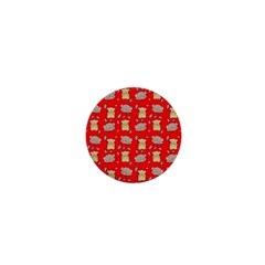 Cute Hamster Pattern Red Background 1  Mini Buttons by BangZart