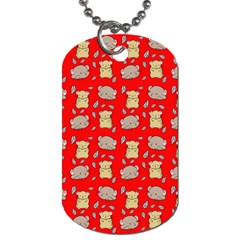 Cute Hamster Pattern Red Background Dog Tag (two Sides) by BangZart