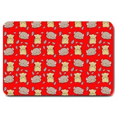 Cute Hamster Pattern Red Background Large Doormat  by BangZart