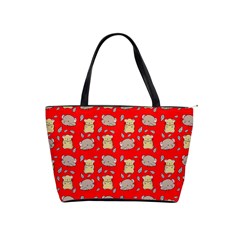 Cute Hamster Pattern Red Background Shoulder Handbags by BangZart