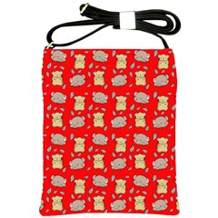 Cute Hamster Pattern Red Background Shoulder Sling Bags by BangZart