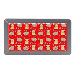 Cute Hamster Pattern Red Background Memory Card Reader (mini) by BangZart