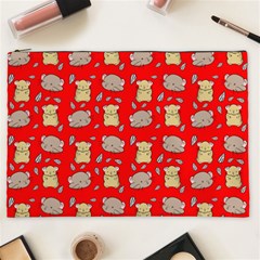 Cute Hamster Pattern Red Background Cosmetic Bag (xxl)  by BangZart