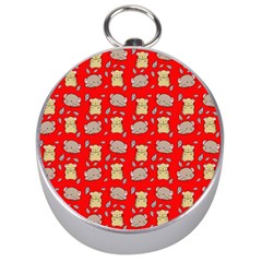 Cute Hamster Pattern Red Background Silver Compasses by BangZart