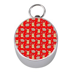 Cute Hamster Pattern Red Background Mini Silver Compasses by BangZart