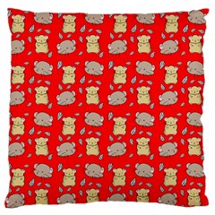 Cute Hamster Pattern Red Background Large Flano Cushion Case (two Sides) by BangZart