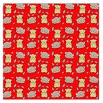 Cute Hamster Pattern Red Background Large Satin Scarf (Square) Front