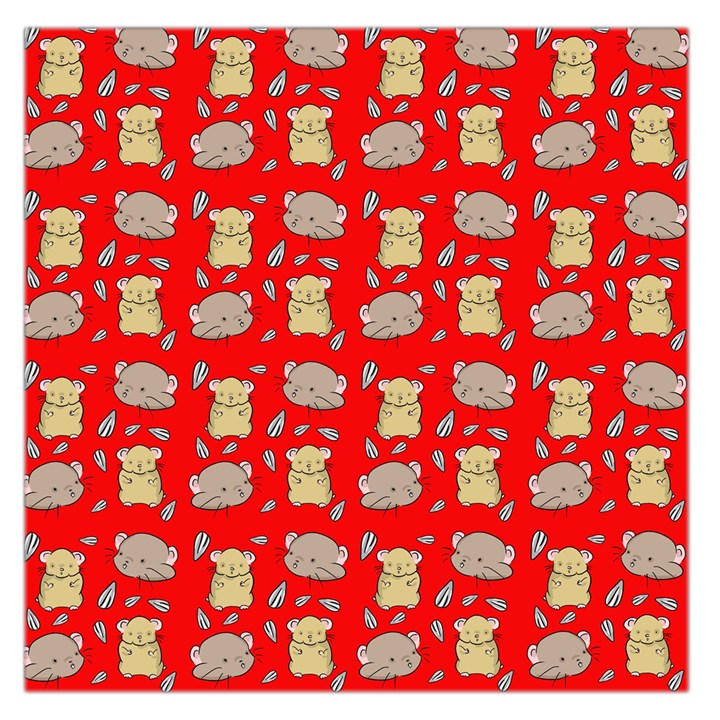 Cute Hamster Pattern Red Background Large Satin Scarf (Square)