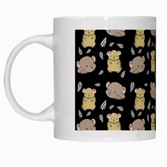 Cute Hamster Pattern Black Background White Mugs by BangZart