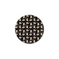 Cute Hamster Pattern Black Background Golf Ball Marker by BangZart