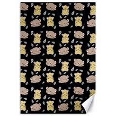 Cute Hamster Pattern Black Background Canvas 24  X 36  by BangZart