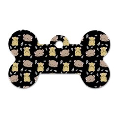 Cute Hamster Pattern Black Background Dog Tag Bone (one Side) by BangZart