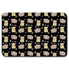 Cute Hamster Pattern Black Background Large Doormat  by BangZart