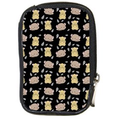 Cute Hamster Pattern Black Background Compact Camera Cases by BangZart