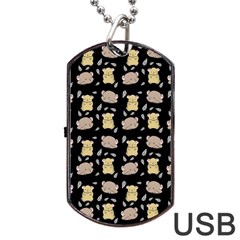 Cute Hamster Pattern Black Background Dog Tag Usb Flash (one Side) by BangZart