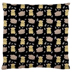 Cute Hamster Pattern Black Background Large Cushion Case (two Sides) by BangZart