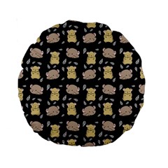 Cute Hamster Pattern Black Background Standard 15  Premium Round Cushions by BangZart