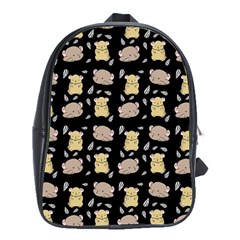 Cute Hamster Pattern Black Background School Bags (xl)  by BangZart