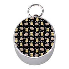 Cute Hamster Pattern Black Background Mini Silver Compasses by BangZart