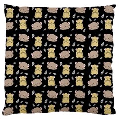 Cute Hamster Pattern Black Background Large Flano Cushion Case (two Sides) by BangZart