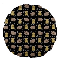 Cute Hamster Pattern Black Background Large 18  Premium Flano Round Cushions by BangZart