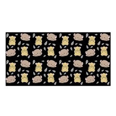 Cute Hamster Pattern Black Background Satin Shawl