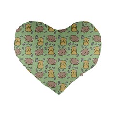 Cute Hamster Pattern Standard 16  Premium Heart Shape Cushions by BangZart