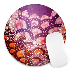 Colorful Art Traditional Batik Pattern Round Mousepads by BangZart