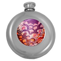 Colorful Art Traditional Batik Pattern Round Hip Flask (5 Oz) by BangZart