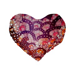 Colorful Art Traditional Batik Pattern Standard 16  Premium Flano Heart Shape Cushions by BangZart