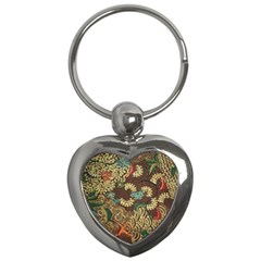 Colorful The Beautiful Of Art Indonesian Batik Pattern Key Chains (heart)  by BangZart