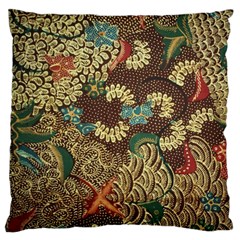 Colorful The Beautiful Of Art Indonesian Batik Pattern Large Cushion Case (two Sides) by BangZart