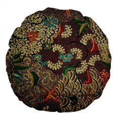 Colorful The Beautiful Of Art Indonesian Batik Pattern Large 18  Premium Flano Round Cushions by BangZart