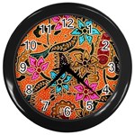 Colorful The Beautiful Of Art Indonesian Batik Pattern(1) Wall Clocks (Black) Front