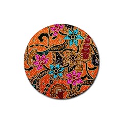 Colorful The Beautiful Of Art Indonesian Batik Pattern(1) Rubber Round Coaster (4 Pack) 