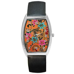 Colorful The Beautiful Of Art Indonesian Batik Pattern(1) Barrel Style Metal Watch by BangZart