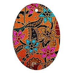 Colorful The Beautiful Of Art Indonesian Batik Pattern(1) Oval Ornament (two Sides) by BangZart