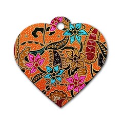 Colorful The Beautiful Of Art Indonesian Batik Pattern(1) Dog Tag Heart (two Sides) by BangZart