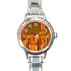 Circuit Board Pattern Round Italian Charm Watch by BangZart