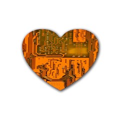 Circuit Board Pattern Rubber Coaster (heart)  by BangZart