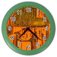 Circuit Board Pattern Color Wall Clocks by BangZart