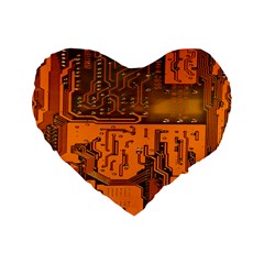 Circuit Board Pattern Standard 16  Premium Flano Heart Shape Cushions by BangZart