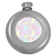 Cat Animal Pet Pattern Round Hip Flask (5 Oz) by BangZart