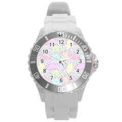 Cat Animal Pet Pattern Round Plastic Sport Watch (l) by BangZart