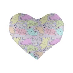 Cat Animal Pet Pattern Standard 16  Premium Heart Shape Cushions by BangZart