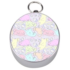 Cat Animal Pet Pattern Silver Compasses by BangZart