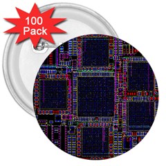 Cad Technology Circuit Board Layout Pattern 3  Buttons (100 Pack)  by BangZart